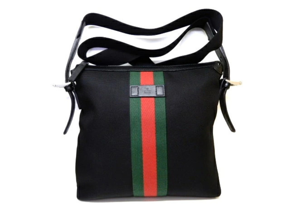 Gucci Hobo Bag Canvas Calfskin Black